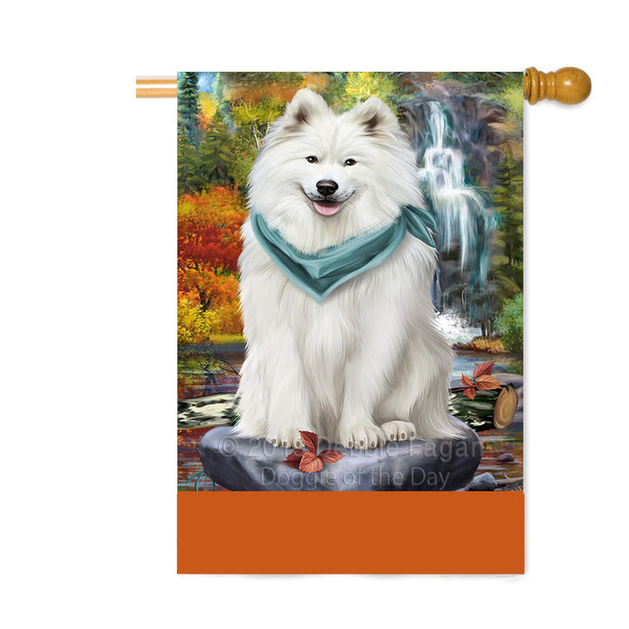 Personalized Scenic Waterfall Samoyed Dog Custom House Flag FLG-DOTD-A61166
