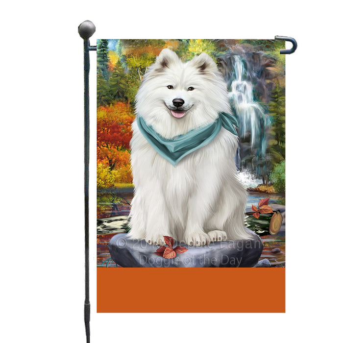 Personalized Scenic Waterfall Samoyed Dog Custom Garden Flags GFLG-DOTD-A61110
