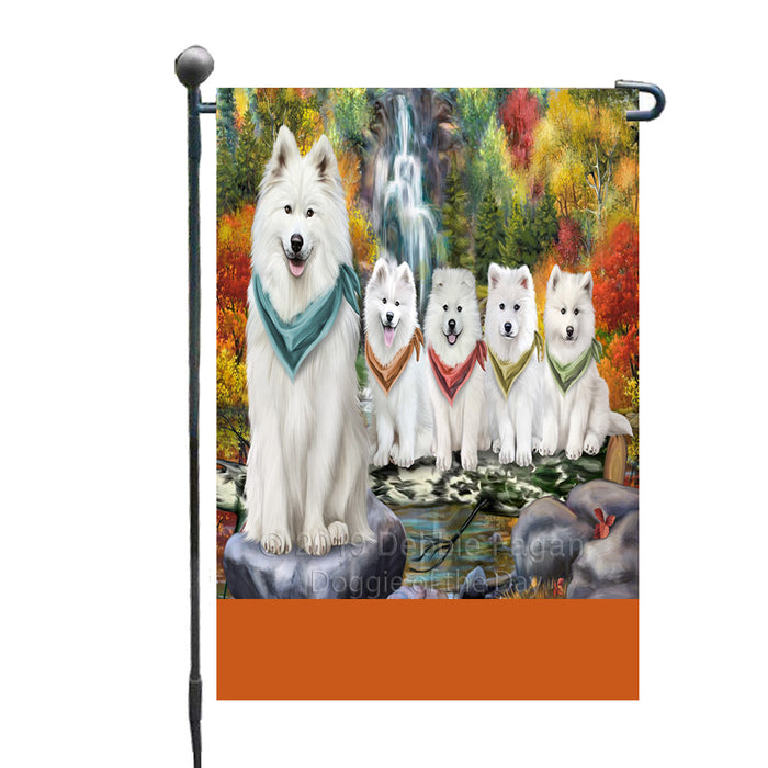Personalized Scenic Waterfall Samoyed Dogs Custom Garden Flags GFLG-DOTD-A61108