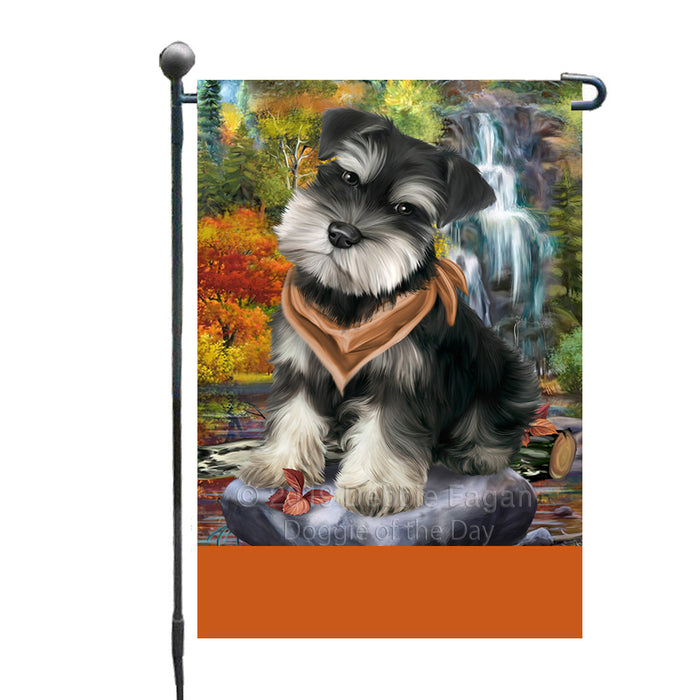 Personalized Scenic Waterfall Schnauzer Dog Custom Garden Flags GFLG-DOTD-A61112