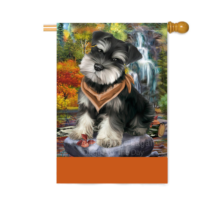 Personalized Scenic Waterfall Schnauzer Dog Custom House Flag FLG-DOTD-A61168