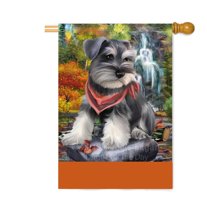 Personalized Scenic Waterfall Schnauzer Dog Custom House Flag FLG-DOTD-A61169