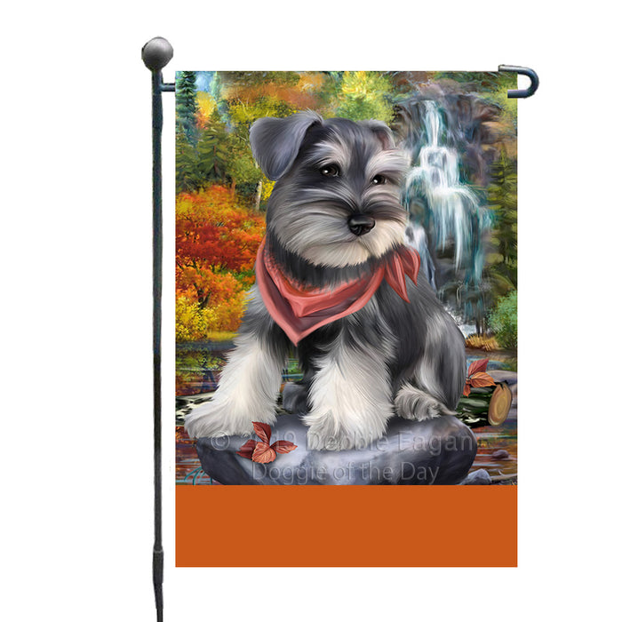 Personalized Scenic Waterfall Schnauzer Dog Custom Garden Flags GFLG-DOTD-A61113