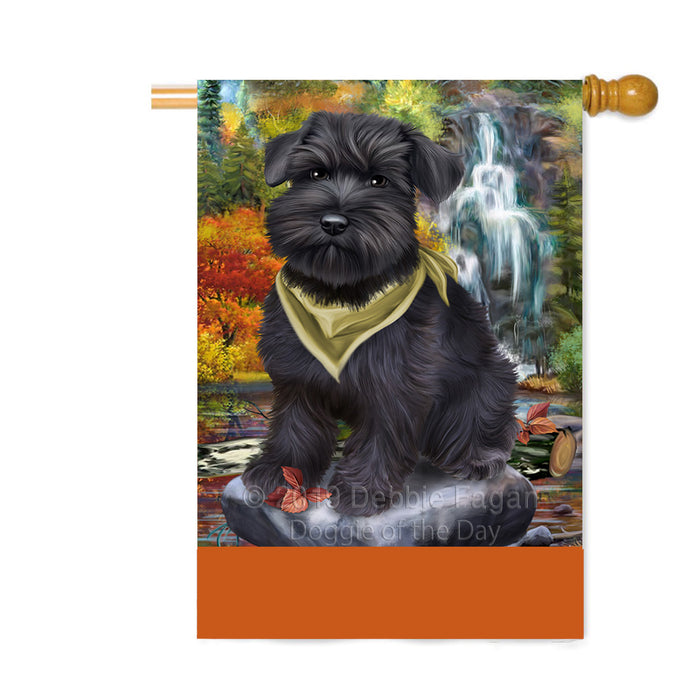 Personalized Scenic Waterfall Schnauzer Dog Custom House Flag FLG-DOTD-A61170