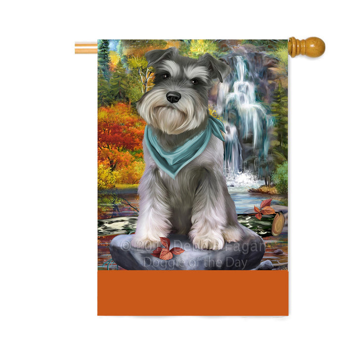 Personalized Scenic Waterfall Schnauzer Dog Custom House Flag FLG-DOTD-A61171
