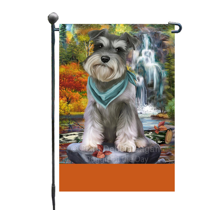 Personalized Scenic Waterfall Schnauzer Dog Custom Garden Flags GFLG-DOTD-A61115