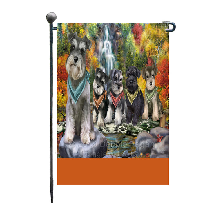 Personalized Scenic Waterfall Schnauzer Dogs Custom Garden Flags GFLG-DOTD-A61111
