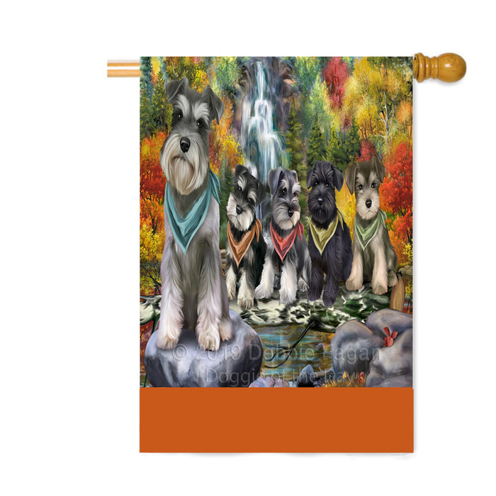 Personalized Scenic Waterfall Schnauzer Dogs Custom House Flag FLG-DOTD-A61167