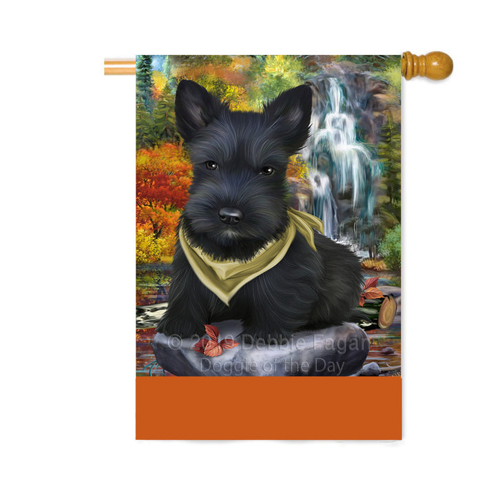 Personalized Scenic Waterfall Scottish Terrier Dog Custom House Flag FLG-DOTD-A61173