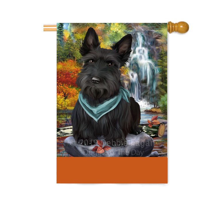 Personalized Scenic Waterfall Scottish Terrier Dog Custom House Flag FLG-DOTD-A61174
