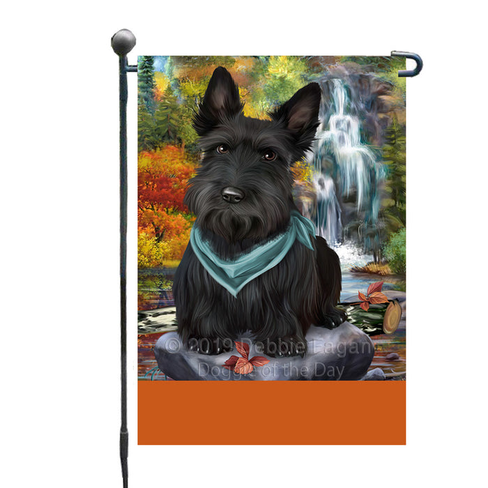 Personalized Scenic Waterfall Scottish Terrier Dog Custom Garden Flags GFLG-DOTD-A61118