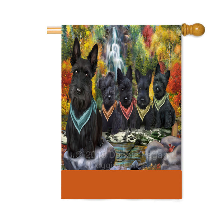 Personalized Scenic Waterfall Scottish Terrier Dogs Custom House Flag FLG-DOTD-A61172
