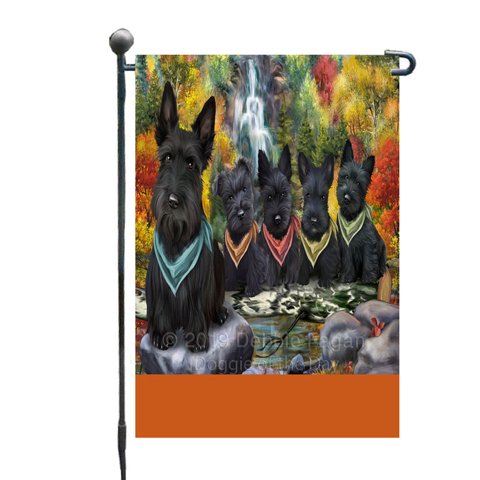 Personalized Scenic Waterfall Scottish Terrier Dogs Custom Garden Flags GFLG-DOTD-A61116