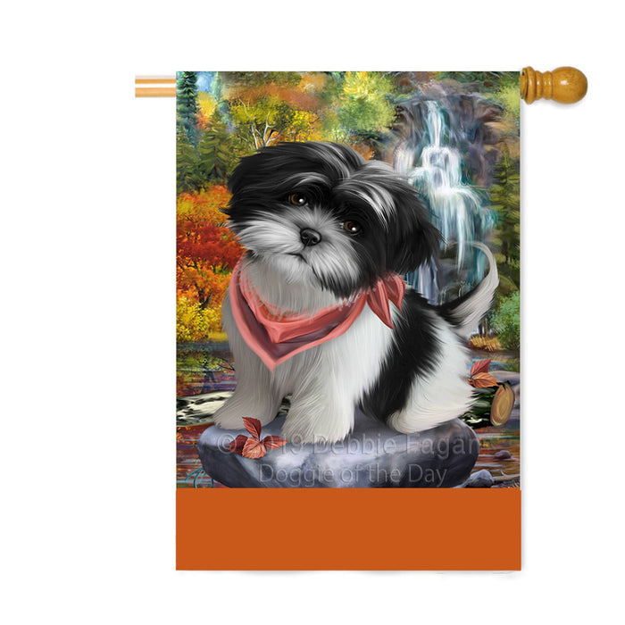 Personalized Scenic Waterfall Shih Tzu Dog Custom House Flag FLG-DOTD-A61187