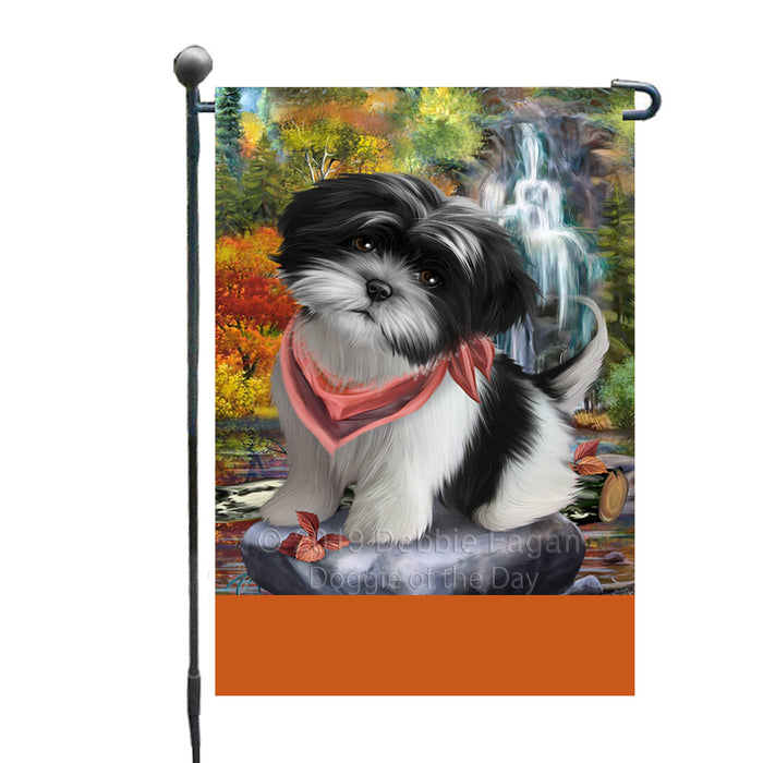 Personalized Scenic Waterfall Shih Tzu Dog Custom Garden Flags GFLG-DOTD-A61131