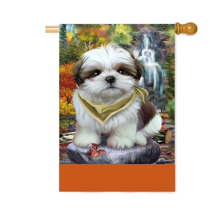 Personalized Scenic Waterfall Shih Tzu Dog Custom House Flag FLG-DOTD-A61188
