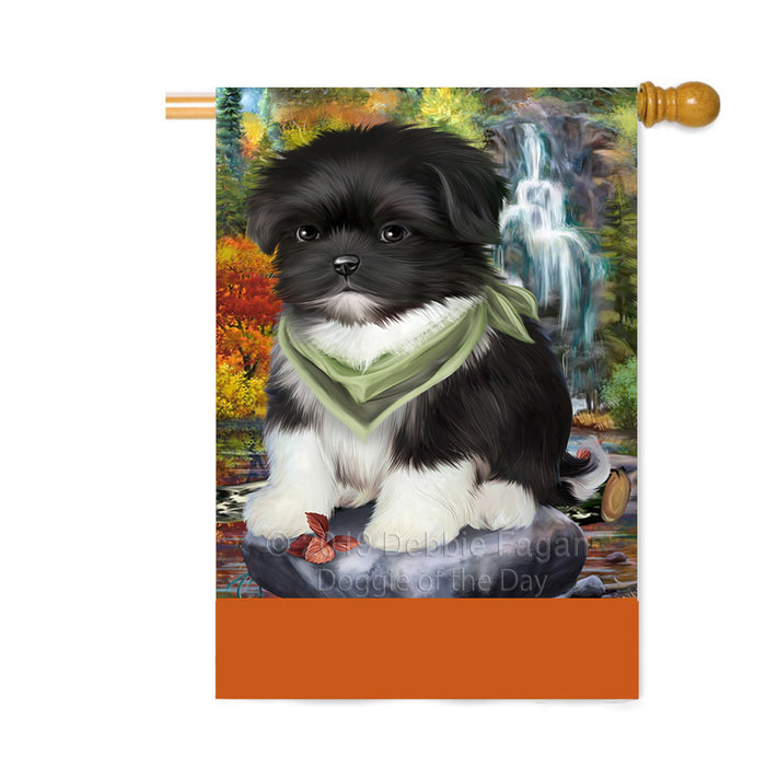 Personalized Scenic Waterfall Shih Tzu Dog Custom House Flag FLG-DOTD-A61189