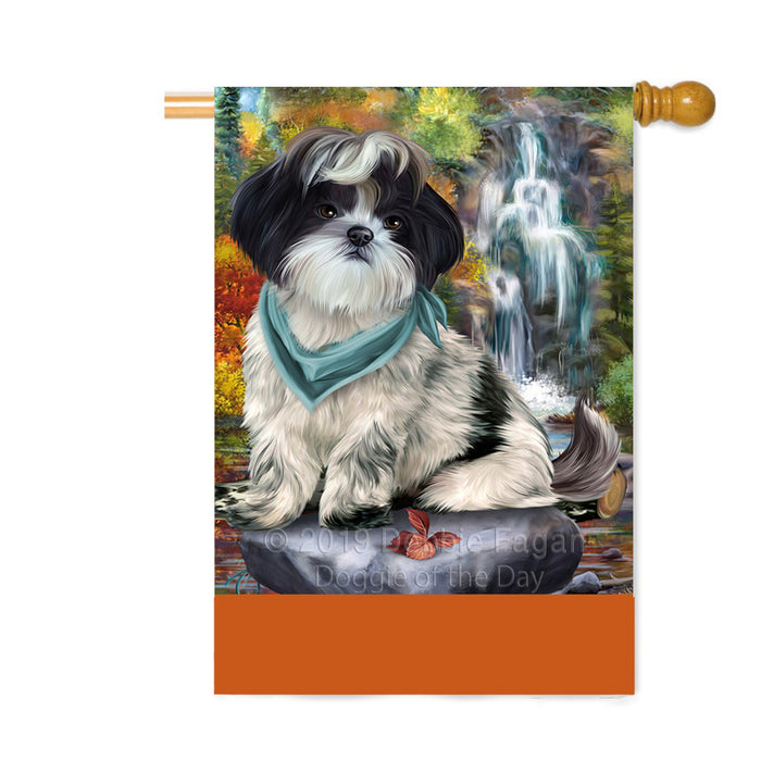 Personalized Scenic Waterfall Shih Tzu Dog Custom House Flag FLG-DOTD-A61190