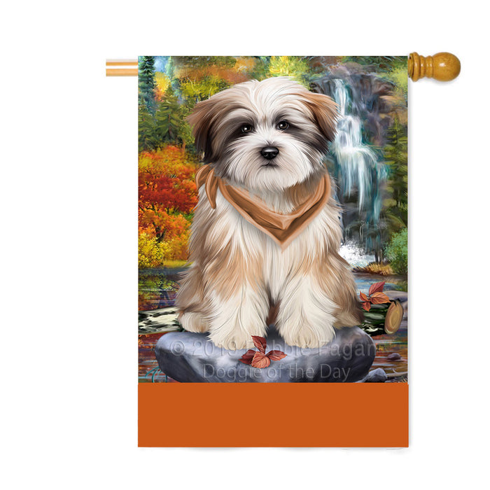 Personalized Scenic Waterfall Tibetan Terrier Dog Custom House Flag FLG-DOTD-A61207