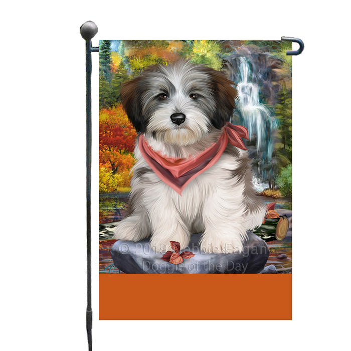 Personalized Scenic Waterfall Tibetan Terrier Dog Custom Garden Flags GFLG-DOTD-A61152