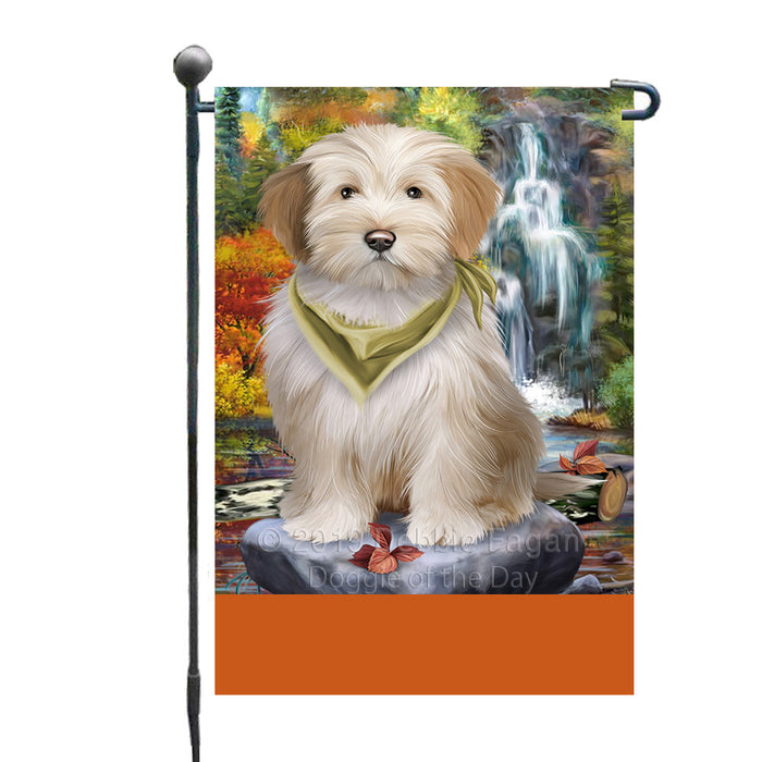 Personalized Scenic Waterfall Tibetan Terrier Dog Custom Garden Flags GFLG-DOTD-A61153