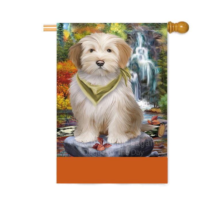 Personalized Scenic Waterfall Tibetan Terrier Dog Custom House Flag FLG-DOTD-A61209