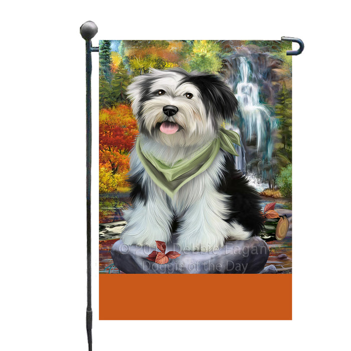 Personalized Scenic Waterfall Tibetan Terrier Dog Custom Garden Flags GFLG-DOTD-A61154