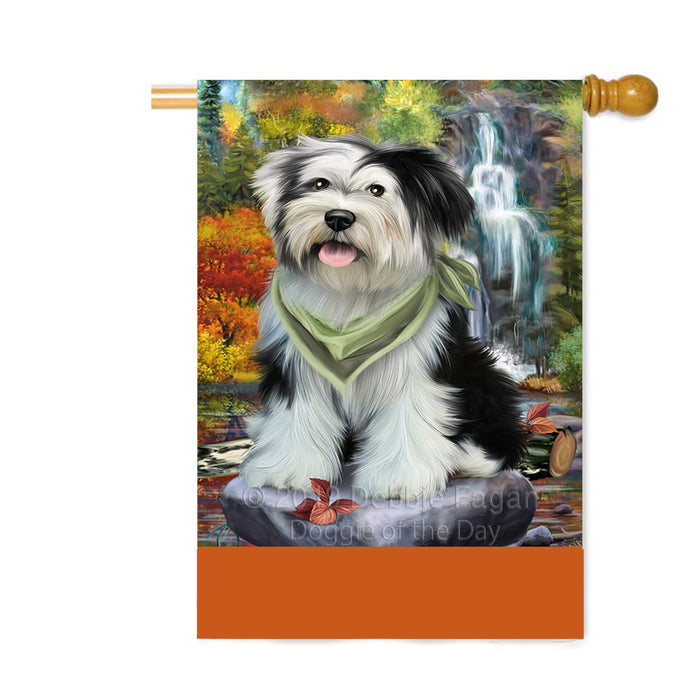 Personalized Scenic Waterfall Tibetan Terrier Dog Custom House Flag FLG-DOTD-A61210