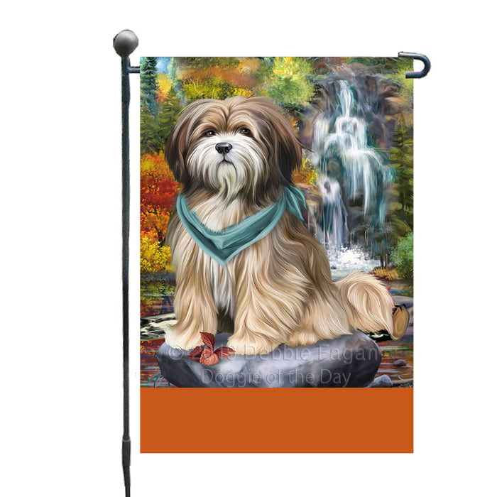 Personalized Scenic Waterfall Tibetan Terrier Dog Custom Garden Flags GFLG-DOTD-A61155