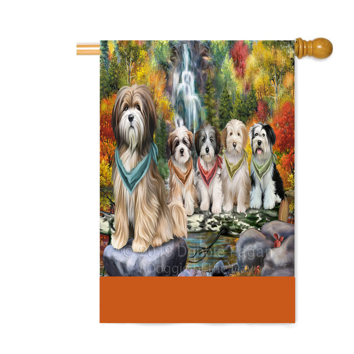 Personalized Scenic Waterfall Tibetan Terrier Dogs Custom House Flag FLG-DOTD-A61206