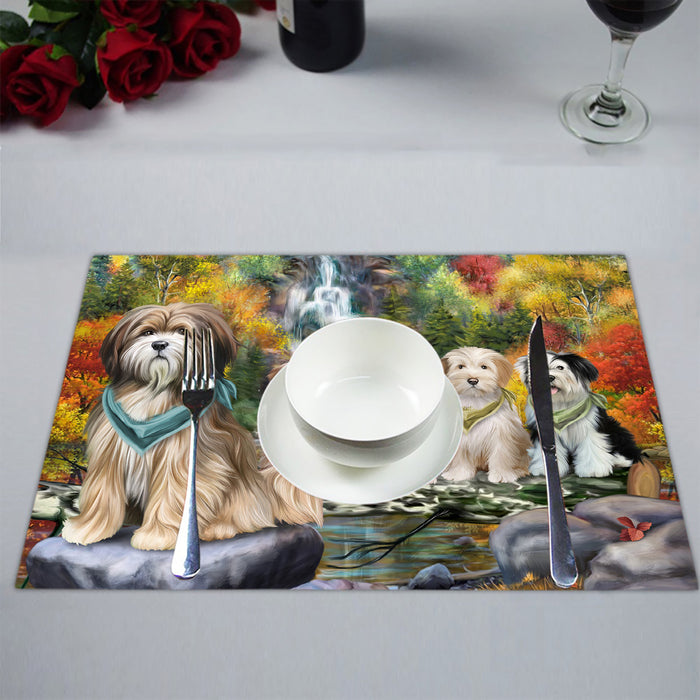 Scenic Waterfall Tibetan Terrier Dogs Placemat