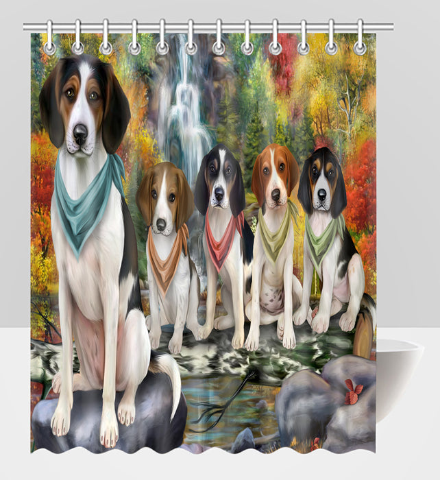 Scenic Waterfall Treeing Walker Coonhound Dogs Shower Curtain