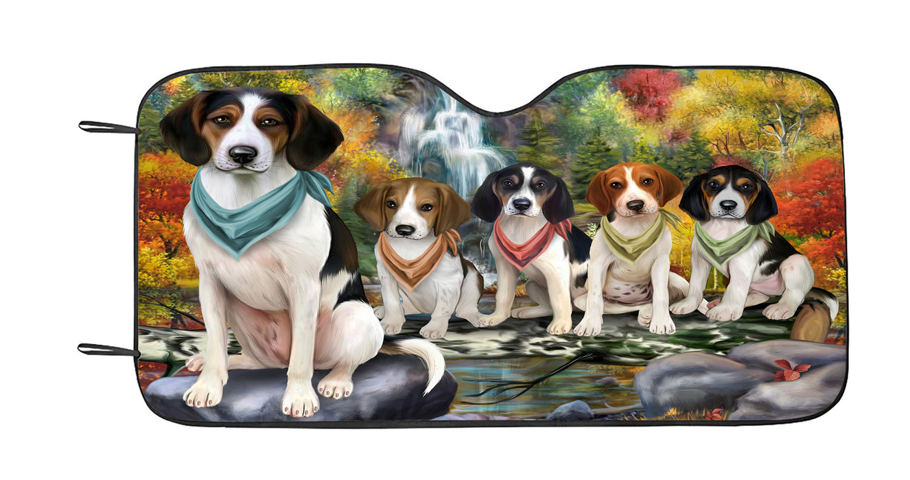 Scenic Waterfall Treeing Walker Coonhound Dogs Car Sun Shade