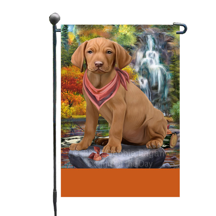 Personalized Scenic Waterfall Vizsla Dog Custom Garden Flags GFLG-DOTD-A61164