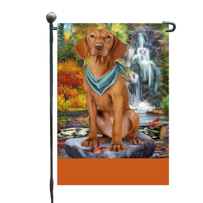 Personalized Scenic Waterfall Vizsla Dog Custom Garden Flags GFLG-DOTD-A61165