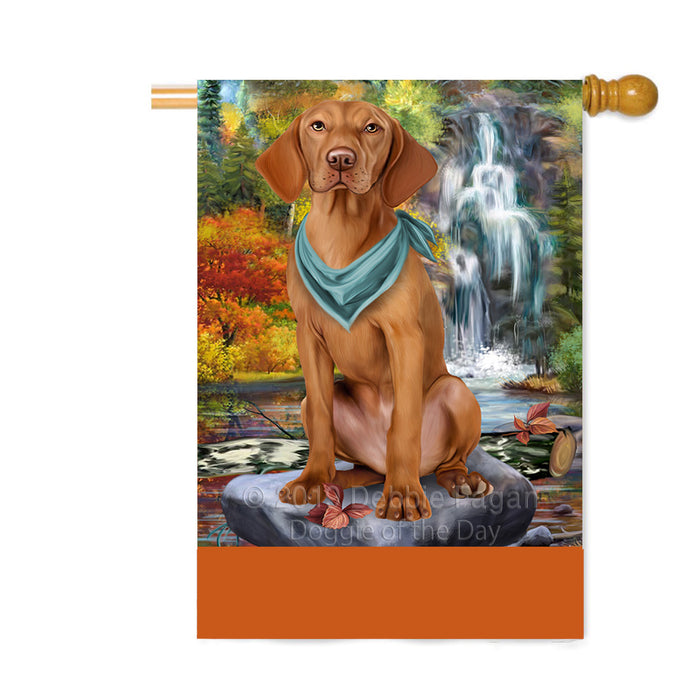 Personalized Scenic Waterfall Vizsla Dog Custom House Flag FLG-DOTD-A61221
