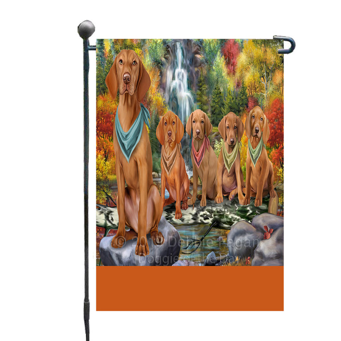 Personalized Scenic Waterfall Vizsla Dogs Custom Garden Flags GFLG-DOTD-A61163