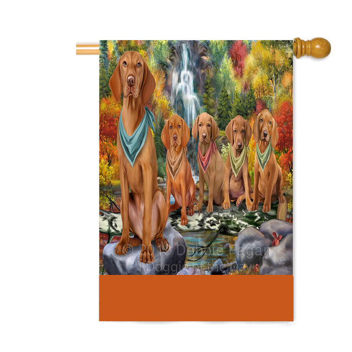 Personalized Scenic Waterfall Vizsla Dogs Custom House Flag FLG-DOTD-A61219