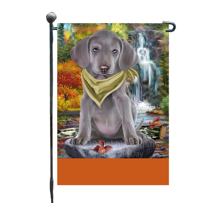 Personalized Scenic Waterfall Weimaraner Dog Custom Garden Flags GFLG-DOTD-A61167