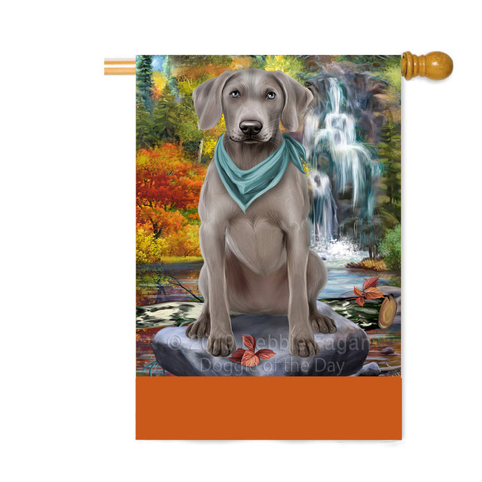 Personalized Scenic Waterfall Weimaraner Dog Custom House Flag FLG-DOTD-A61224
