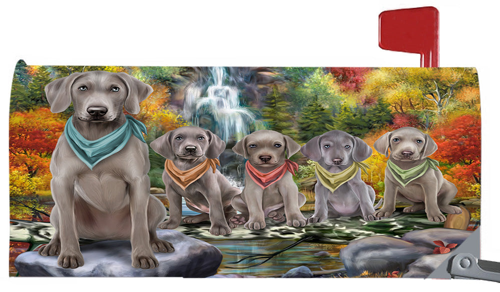 Scenic Waterfall Weimaraner Dogs Magnetic Mailbox Cover MBC48769