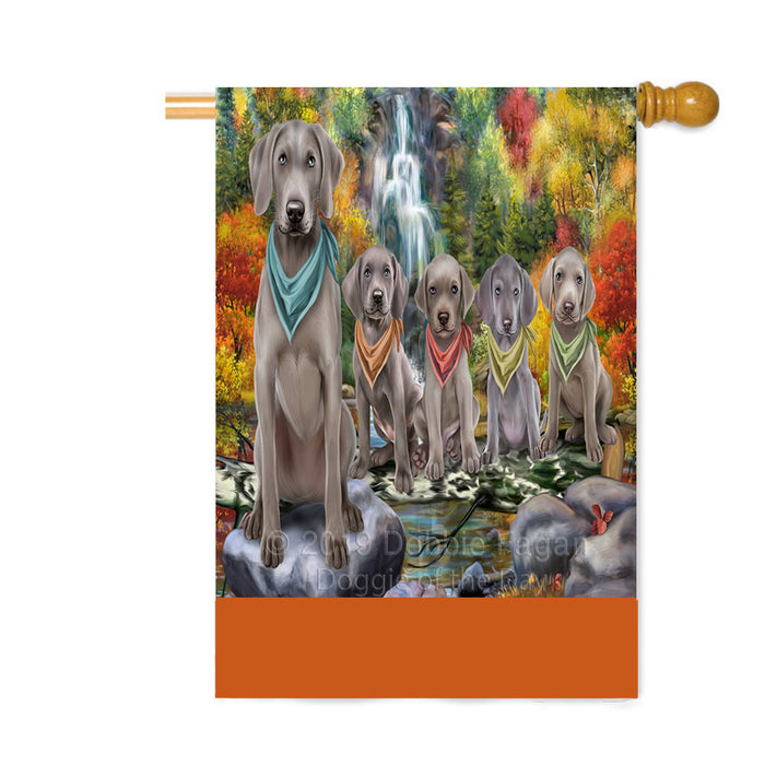 Personalized Scenic Waterfall Weimaraner Dogs Custom House Flag FLG-DOTD-A61222