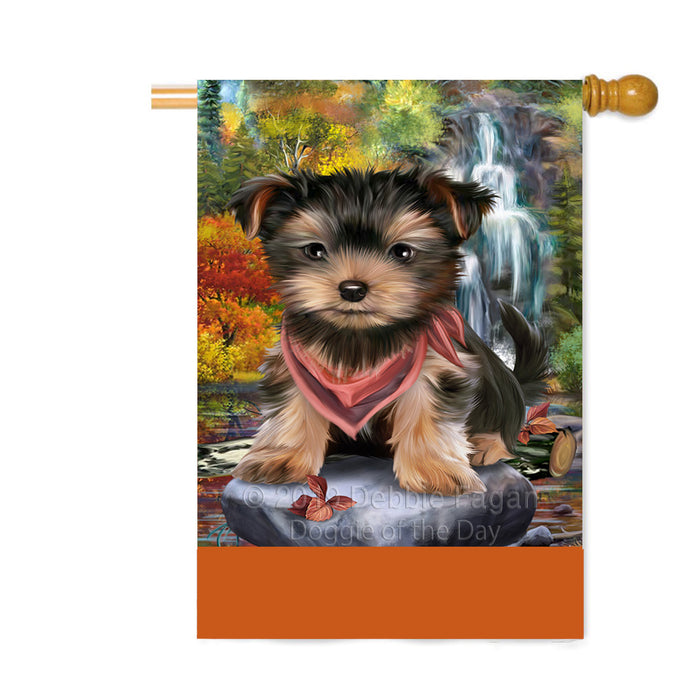 Personalized Scenic Waterfall Yorkshire Terrier Dog Custom House Flag FLG-DOTD-A61236