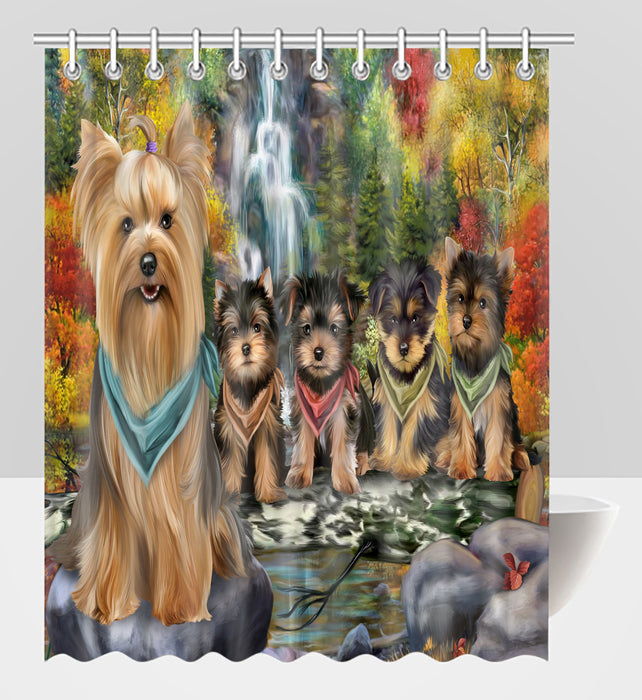 Scenic Waterfall Yorkshire Dogs Shower Curtain