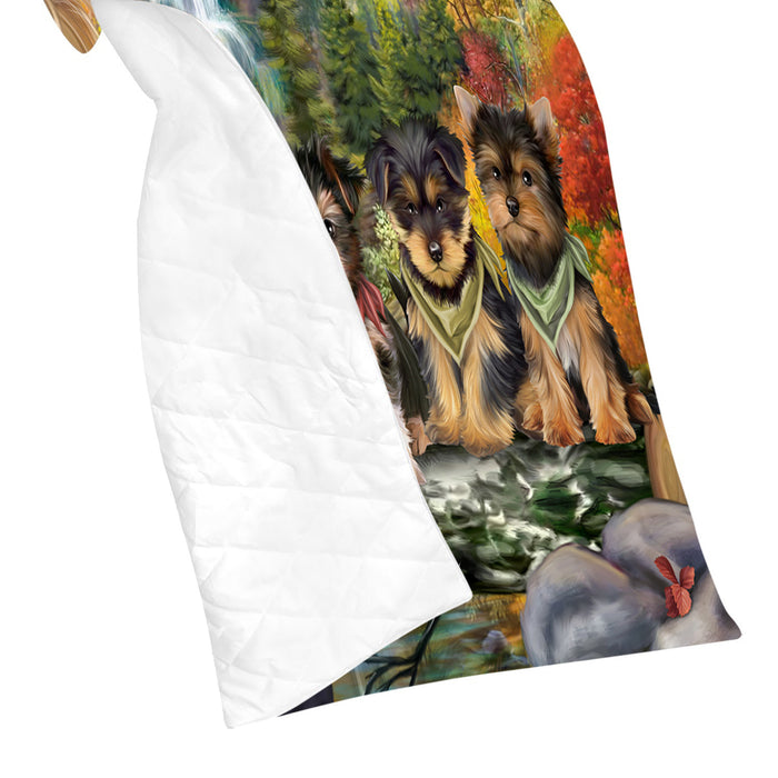 Scenic Waterfall Yorkshire Dogs Quilt