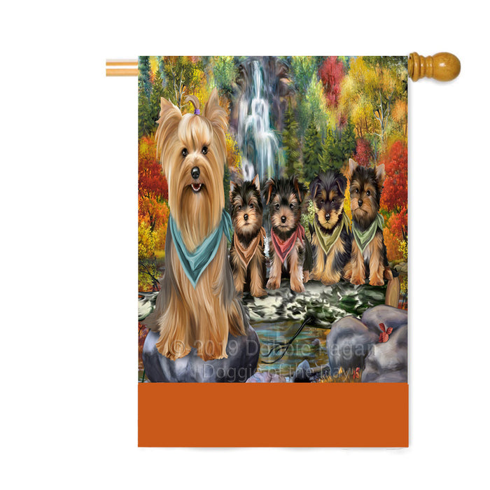 Personalized Scenic Waterfall Yorkshire Terrier Dogs Custom House Flag FLG-DOTD-A61235