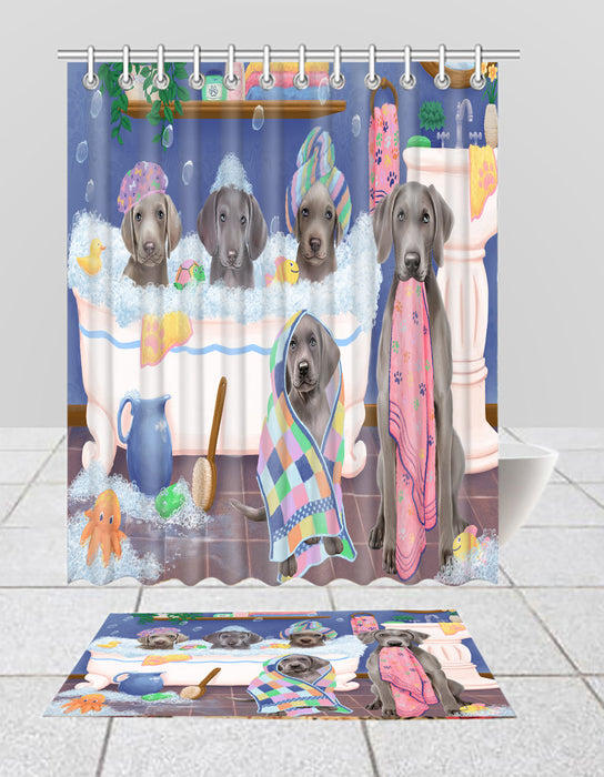 Rub A Dub Dogs In A Tub Weimaraner Dogs Bath Mat and Shower Curtain Combo