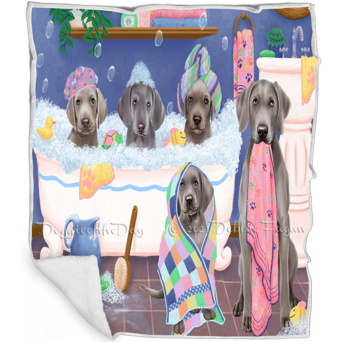 Rub A Dub Dogs In A Tub Weimaraners Dog Blanket BLNKT130917