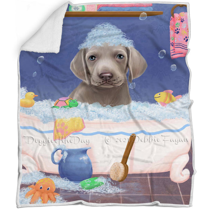 Rub A Dub Dog In A Tub Weimaraner Dog Blanket BLNKT143185