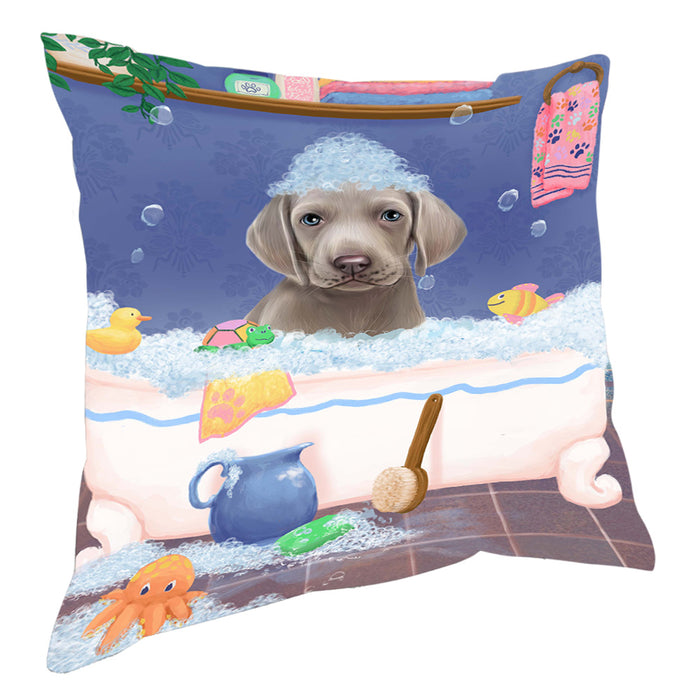 Rub A Dub Dog In A Tub Weimaraner Dog Pillow with Top Quality High-Resolution Images - Ultra Soft Pet Pillows for Sleeping - Reversible & Comfort - Ideal Gift for Dog Lover - Cushion for Sofa Couch Bed - 100% Polyester